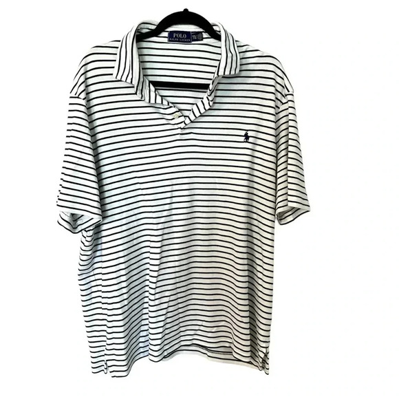 Polo Ralph Lauren Men's Short Sleeve Navy & White Striped Polo Size XXL GUC - Picture 1 of 7